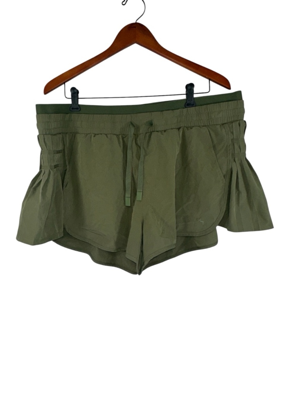 JoyLab Olive Green Ruffle Athletic Shorts Flowy Running Shorts Womens Size XXL